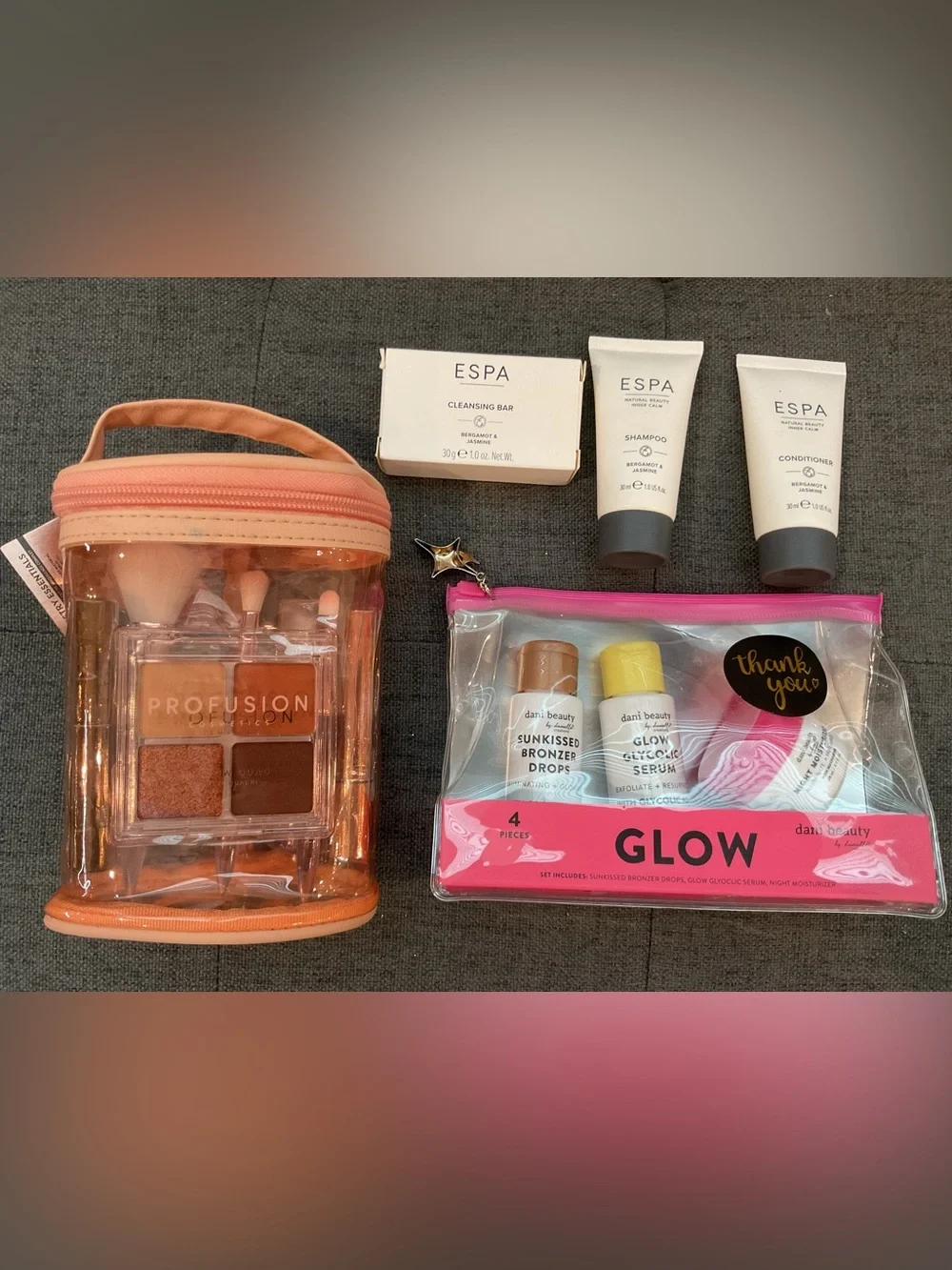 Ultimate Travel Beauty Bundle-Juicy Couture, ESPA, Profusion, Dani, Gaiam (NWT)